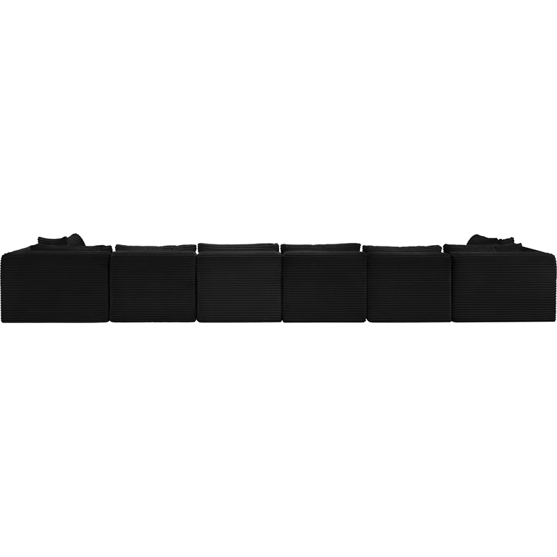 Meridian Furniture 8-Piece Black Corduroy Performance Fabric Modular Sectional