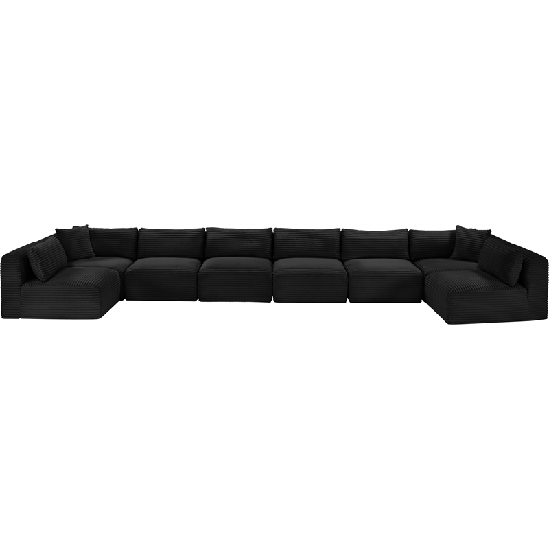 Meridian Furniture 8-Piece Black Corduroy Performance Fabric Modular Sectional