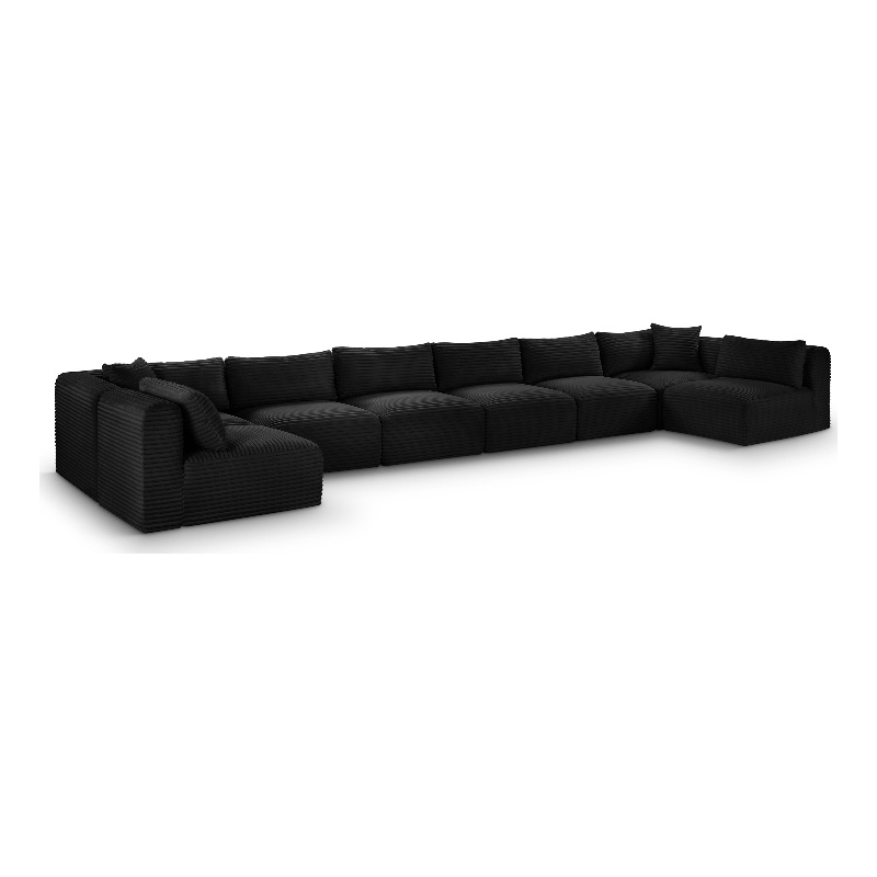 Meridian Furniture 8-Piece Black Corduroy Performance Fabric Modular Sectional
