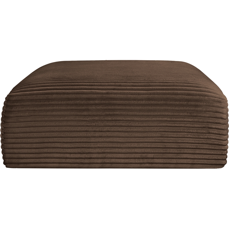 Meridian Furniture Shaggy Brown Corduroy Performance Fabric Ottoman