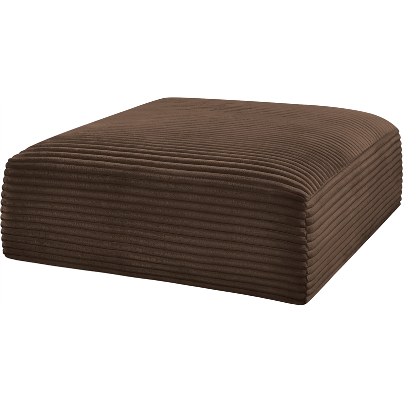 Meridian Furniture Shaggy Brown Corduroy Performance Fabric Ottoman
