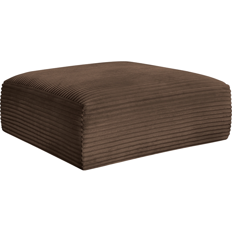 Meridian Furniture Shaggy Brown Corduroy Performance Fabric Ottoman