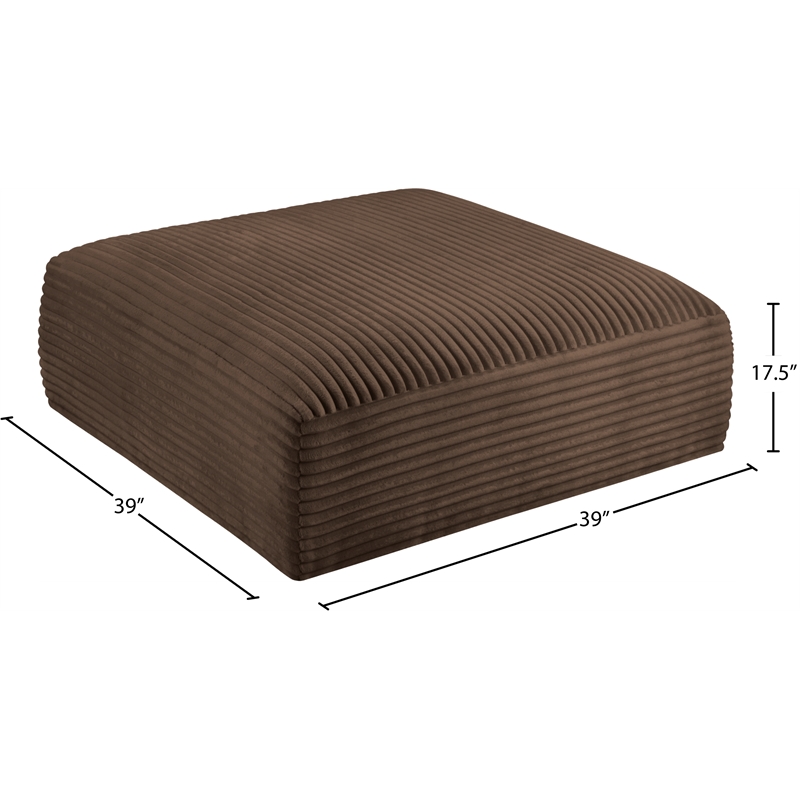 Meridian Furniture Shaggy Brown Corduroy Performance Fabric Ottoman