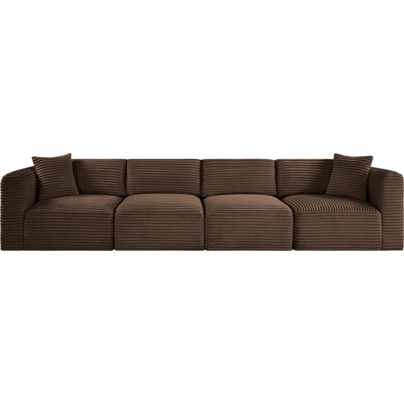 Meridian Furniture 4-Piece Brown Corduroy Performance Fabric Modular Sofa
