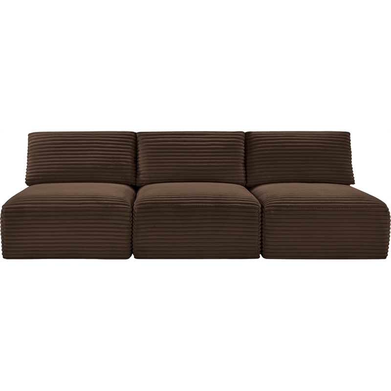Meridian Furniture 3-Piece Brown Corduroy Performance Fabric Modular Sofa