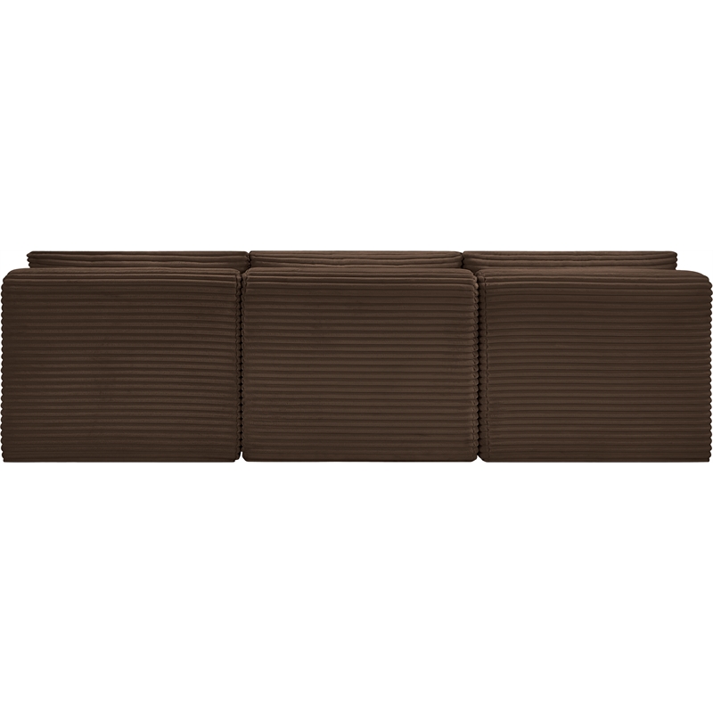 Meridian Furniture 3-Piece Brown Corduroy Performance Fabric Modular Sofa