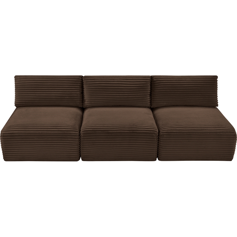 Meridian Furniture 3-Piece Brown Corduroy Performance Fabric Modular Sofa