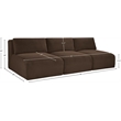 Meridian Furniture 3-Piece Brown Corduroy Performance Fabric Modular Sofa