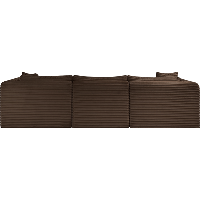 Meridian Furniture 4-Piece Brown Corduroy Performance Fabric Modular Sectional