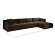 Meridian Furniture 4-Piece Brown Corduroy Performance Fabric Modular Sectional