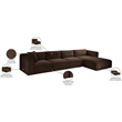 Meridian Furniture 4-Piece Brown Corduroy Performance Fabric Modular Sectional