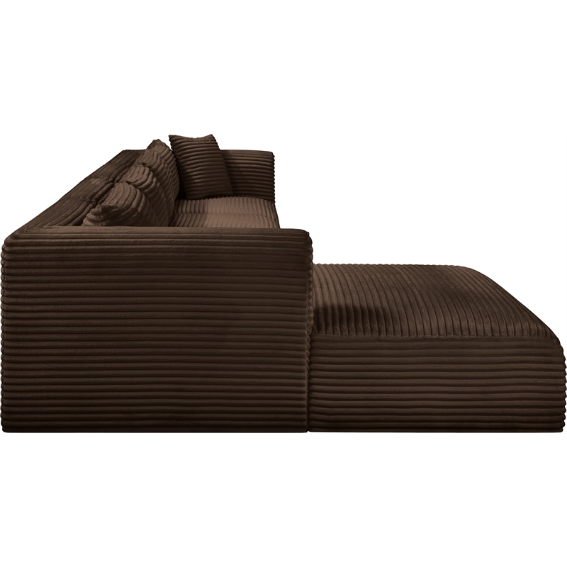 Meridian Furniture 4-Piece Brown Corduroy Performance Fabric Modular Sectional