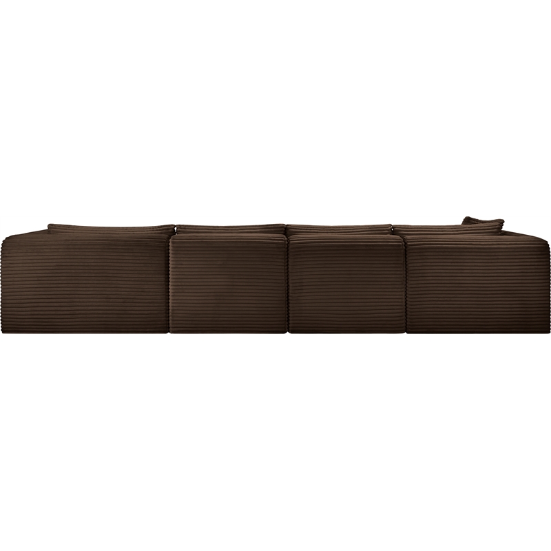 Meridian Furniture 4-Piece Brown Corduroy Performance Fabric Modular Sectional