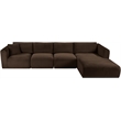 Meridian Furniture 4-Piece Brown Corduroy Performance Fabric Modular Sectional
