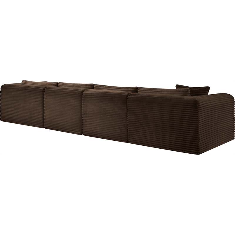 Meridian Furniture 4-Piece Brown Corduroy Performance Fabric Modular Sectional