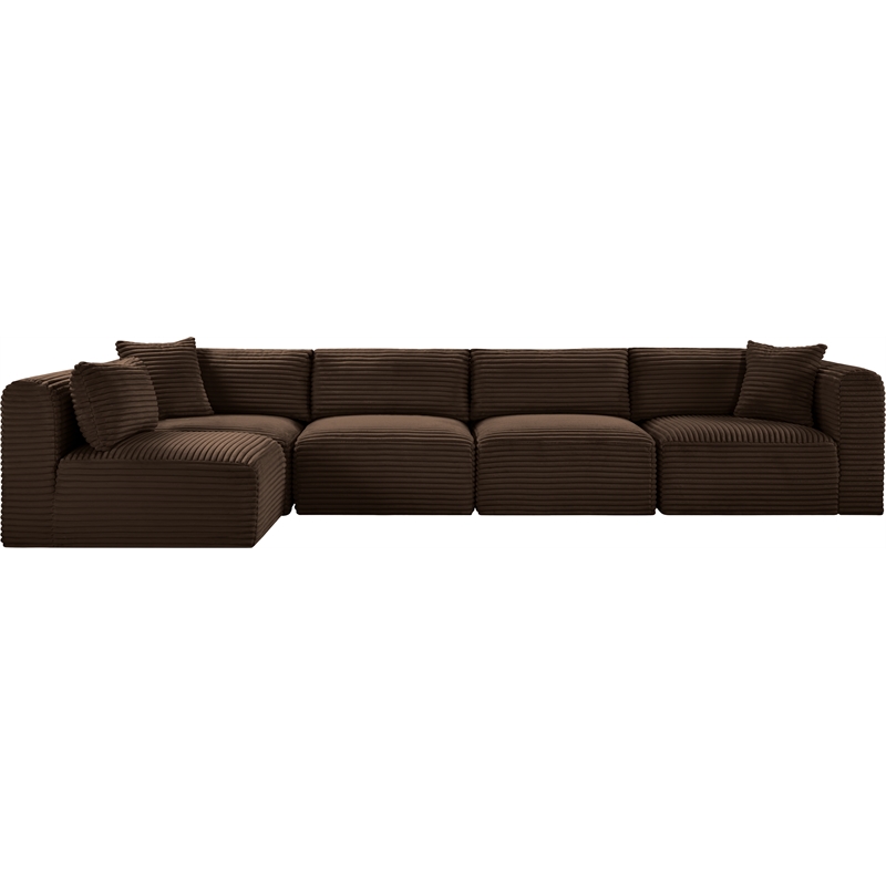Meridian Furniture 5-Piece Brown Corduroy Performance Fabric Modular Sectional