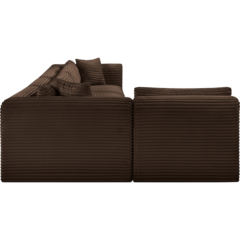 Meridian Furniture 5-Piece Brown Corduroy Performance Fabric Modular Sectional