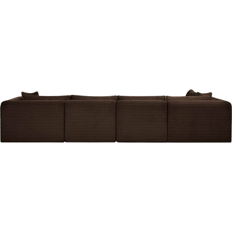 Meridian Furniture 5-Piece Brown Corduroy Performance Fabric Modular Sectional
