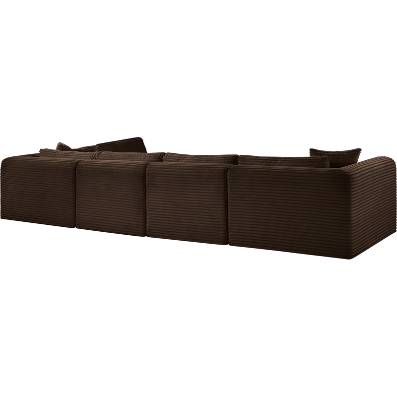 Meridian Furniture 5-Piece Brown Corduroy Performance Fabric Modular Sectional