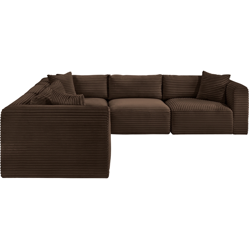Meridian Furniture 5-Piece Brown Corduroy Performance Fabric Modular Sectional