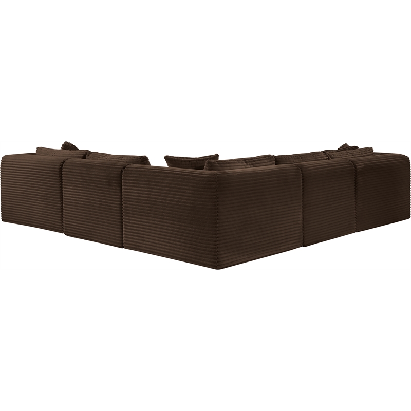 Meridian Furniture 5-Piece Brown Corduroy Performance Fabric Modular Sectional