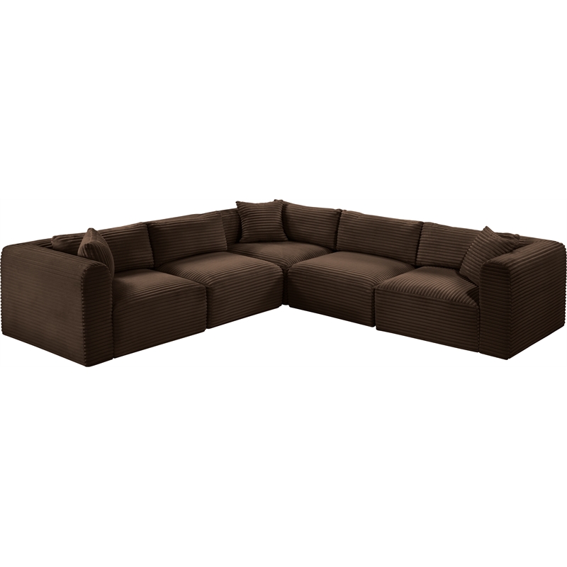 Meridian Furniture 5-Piece Brown Corduroy Performance Fabric Modular Sectional