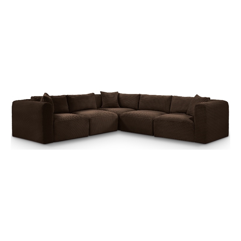 Meridian Furniture 5-Piece Brown Corduroy Performance Fabric Modular Sectional