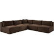 Meridian Furniture 5-Piece Brown Corduroy Performance Fabric Modular Sectional