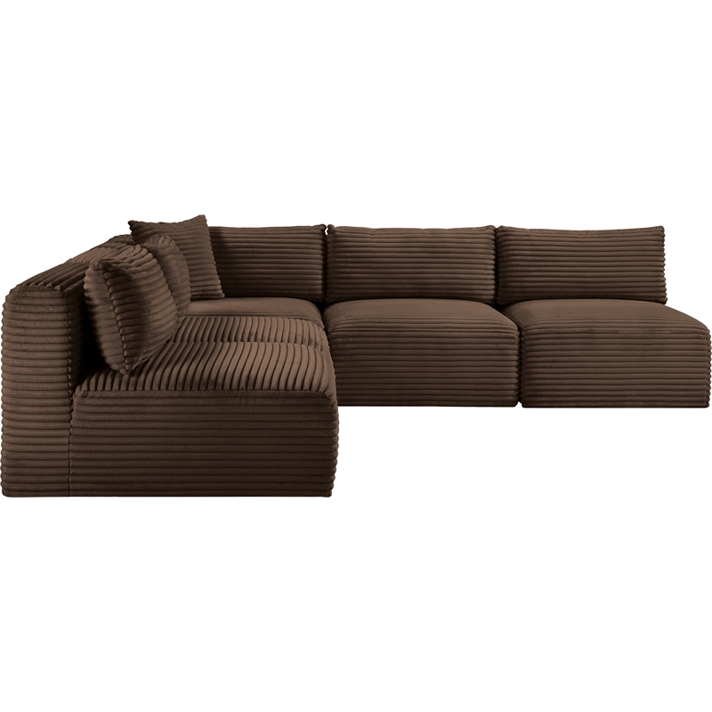 Meridian Furniture 5-Piece Brown Corduroy Performance Fabric Modular Sectional