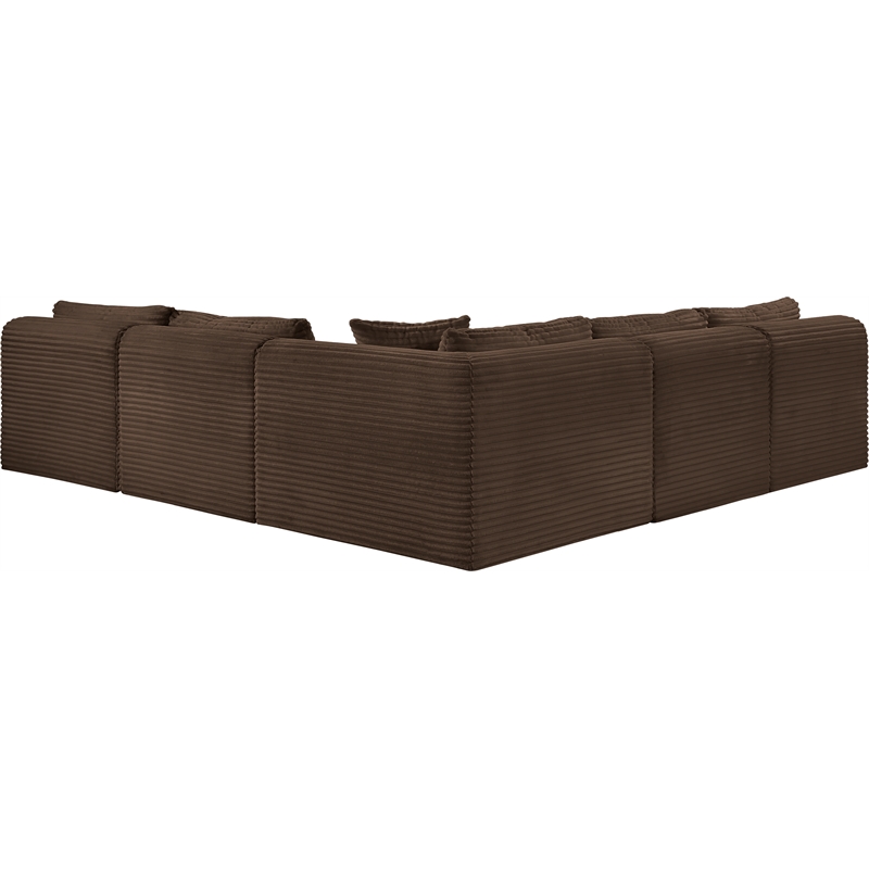 Meridian Furniture 5-Piece Brown Corduroy Performance Fabric Modular Sectional