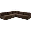 Meridian Furniture 5-Piece Brown Corduroy Performance Fabric Modular Sectional