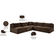 Meridian Furniture 5-Piece Brown Corduroy Performance Fabric Modular Sectional