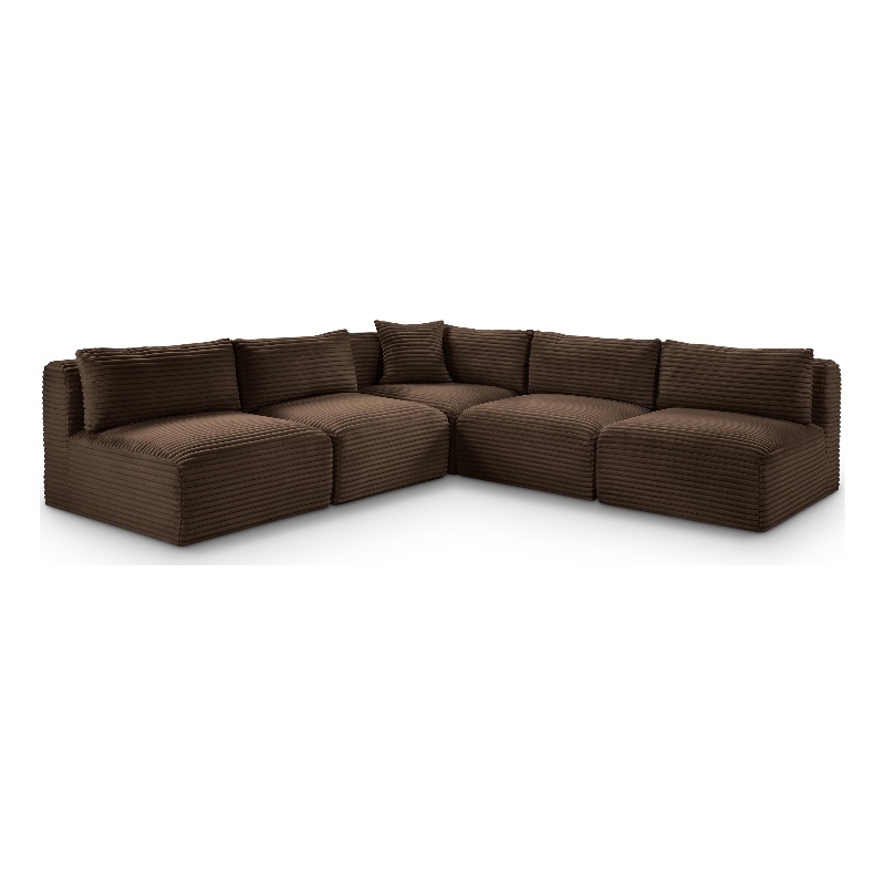 Meridian Furniture 5-Piece Brown Corduroy Performance Fabric Modular Sectional