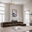 Meridian Furniture 5-Piece Brown Corduroy Performance Fabric Modular Sectional