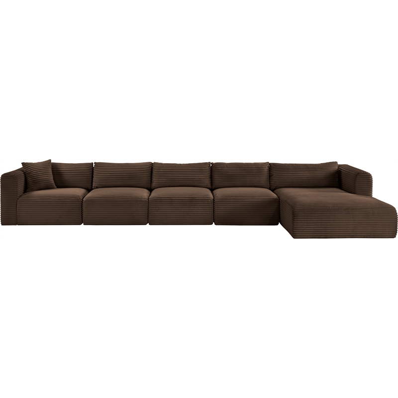 Meridian Furniture 5-Piece Brown Corduroy Performance Fabric Modular Sectional