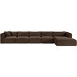 Meridian Furniture 5-Piece Brown Corduroy Performance Fabric Modular Sectional