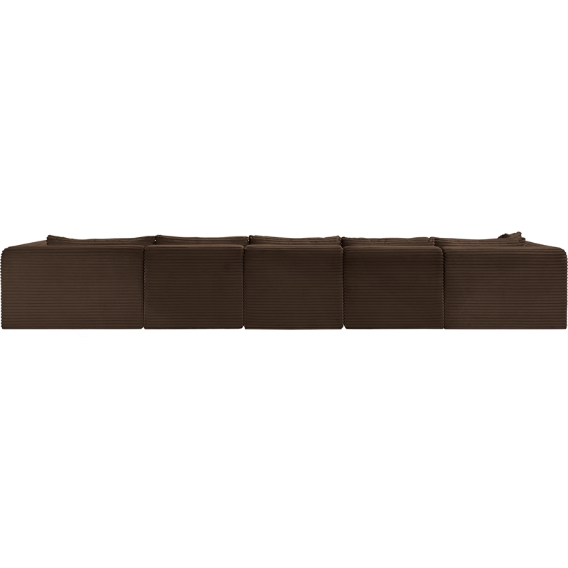 Meridian Furniture 5-Piece Brown Corduroy Performance Fabric Modular Sectional