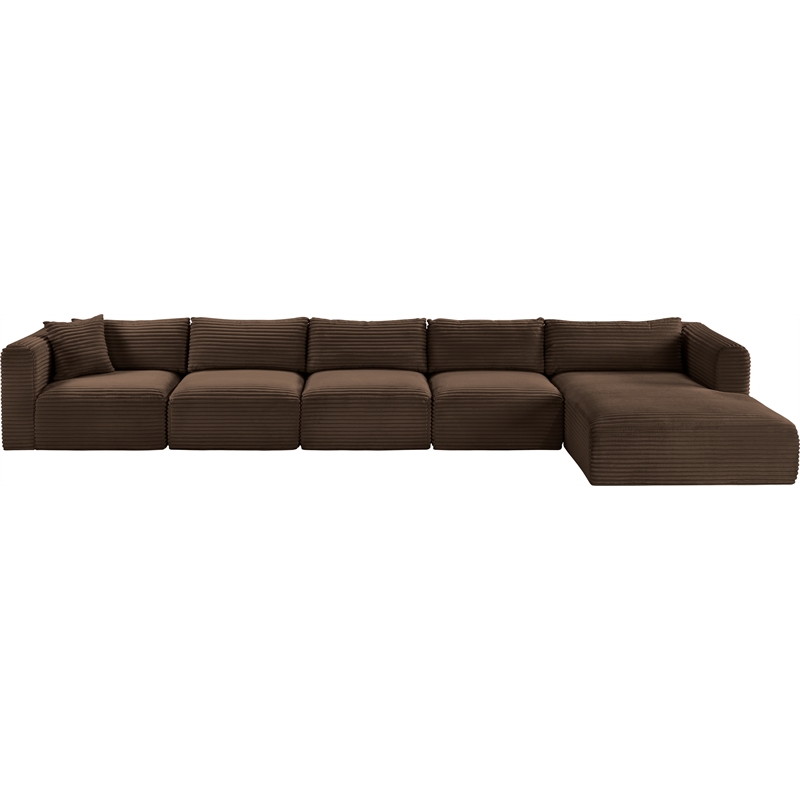 Meridian Furniture 5-Piece Brown Corduroy Performance Fabric Modular Sectional