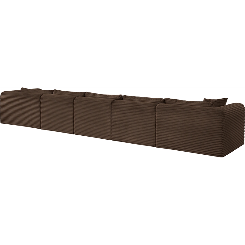Meridian Furniture 5-Piece Brown Corduroy Performance Fabric Modular Sectional