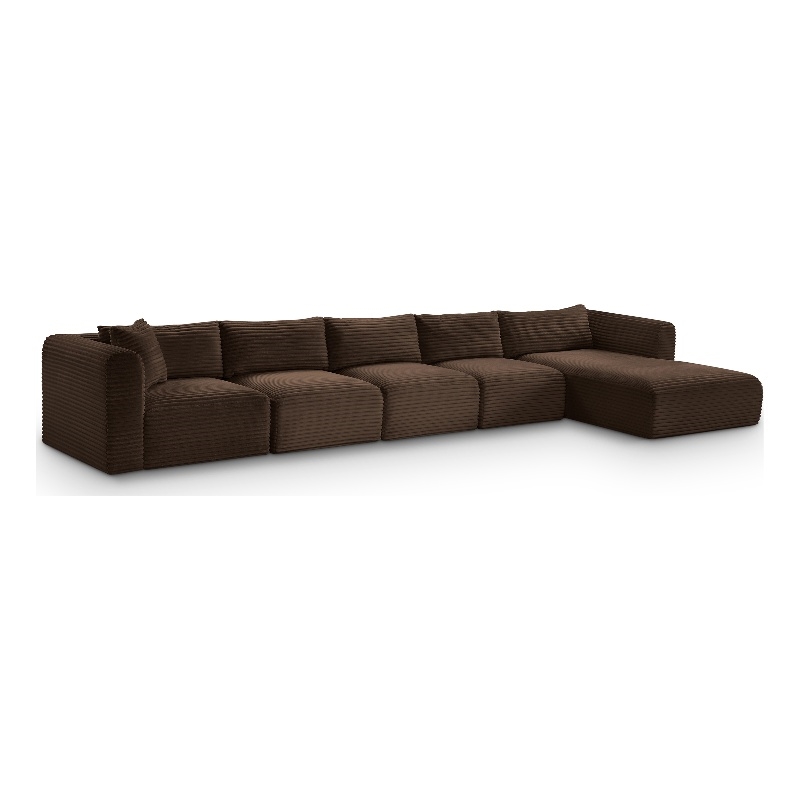 Meridian Furniture 5-Piece Brown Corduroy Performance Fabric Modular Sectional