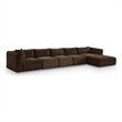 Meridian Furniture 5-Piece Brown Corduroy Performance Fabric Modular Sectional