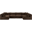 Meridian Furniture 6-Piece Brown Corduroy Performance Fabric Modular Sectional