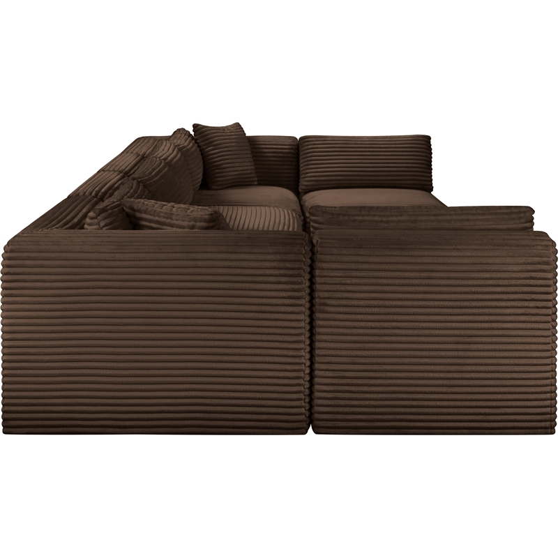 Meridian Furniture 6-Piece Brown Corduroy Performance Fabric Modular Sectional