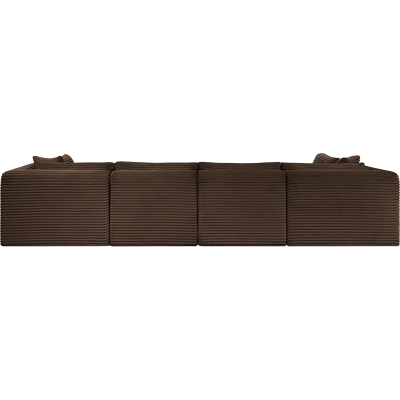 Meridian Furniture 6-Piece Brown Corduroy Performance Fabric Modular Sectional