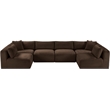 Meridian Furniture 6-Piece Brown Corduroy Performance Fabric Modular Sectional