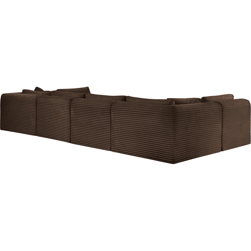 Meridian Furniture 6-Piece Brown Corduroy Performance Fabric Modular Sectional