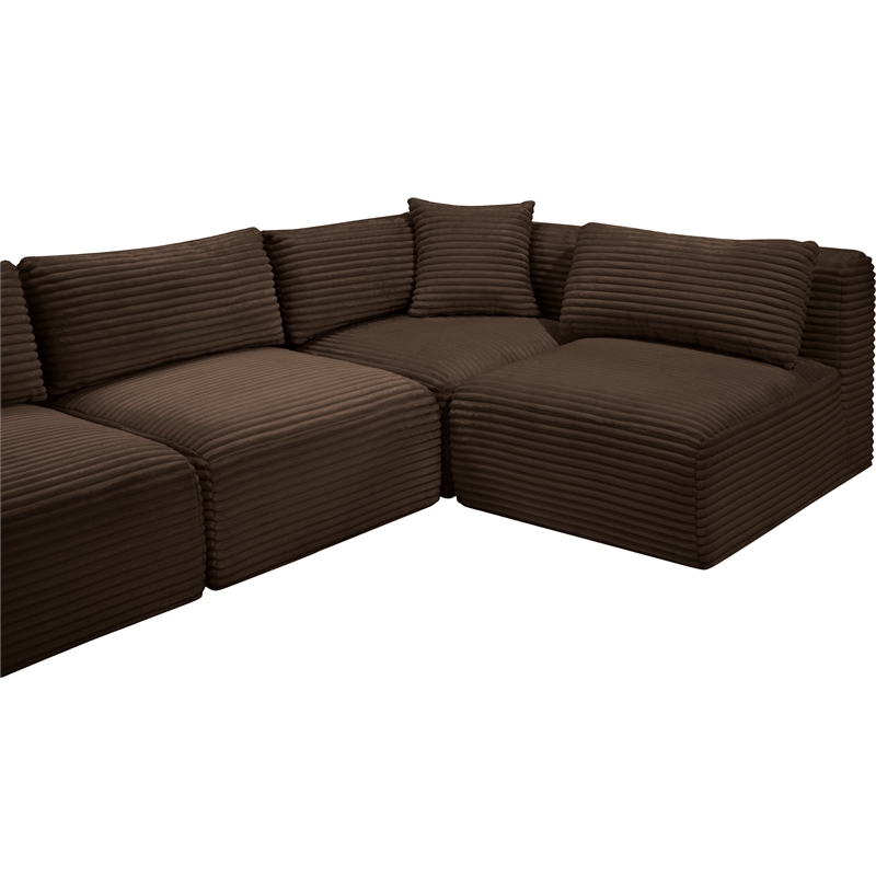 Meridian Furniture 6-Piece Brown Corduroy Performance Fabric Modular Sectional
