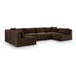 Meridian Furniture 6-Piece Brown Corduroy Performance Fabric Modular Sectional
