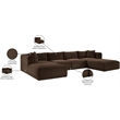 Meridian Furniture 6-Piece Brown Corduroy Performance Fabric Modular Sectional