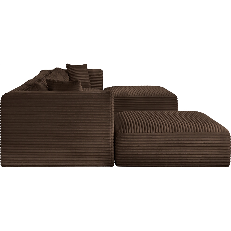 Meridian Furniture 6-Piece Brown Corduroy Performance Fabric Modular Sectional